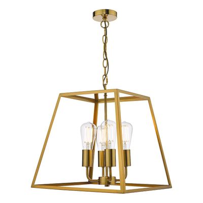 Dar Lighting Academy Loft Vedhæng Lantern 4 Lys naturlig messing