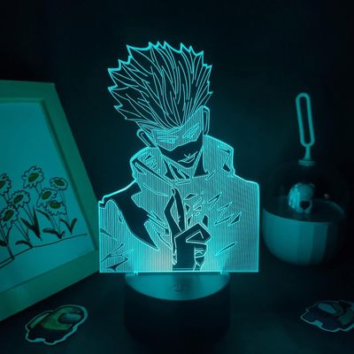 Xcy 3D illuusio LED yövalo Jujutsu Kaisen Anime Figuuri Gojo Satoru Värikäs makuuhuoneen pöytäkoriste Manga Syntymäpäivälahja PXJD