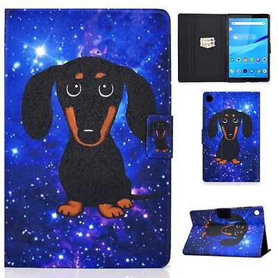Funspace Til Lenovo Tab M10 Plus 10.6 3rd Gen 2022 farvet tegning Smart læder tablet etui Lille sort hund