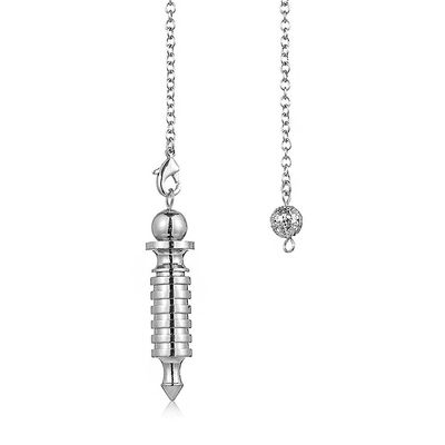 Sdctv 1 stk Metall Pendel Pendel Radiestesia Pendler For Dowsing Spiral Cone Antikk Gull Sølv Farge Pyramide Pendule Reiki Amulett 2 * sølv