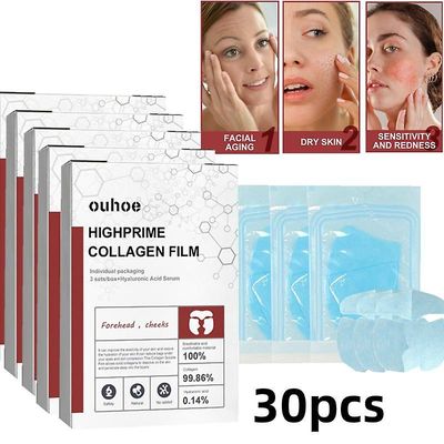 30st lösligt kollagen ansiktsmask hydrolyserad film anti-aging fuktgivande mask ta bort mörka ringar uppstramande lyftgel hudvård set