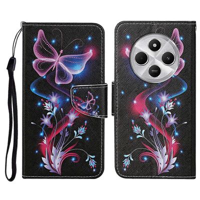 Xiaomi Redmi 14C 4G -kotelon kuvion tulostamiseen suojaava nahkafolio puhelimen kansi - hehkuva perhonen Monivärinen Glowing Butterfly