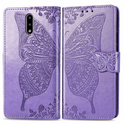 Gangxun Kompatibel med Nokia 2.3 Case Flip Cover Emboss Butterfly Soft Tpu Stødsikker Shell Slim - Violet