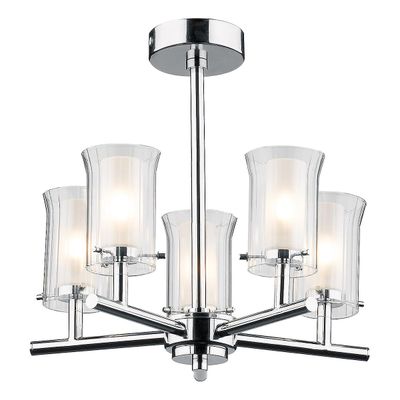 Dar Lighting Elba Semi Flush Loft Lys Poleret Krom IP44, 5x G9