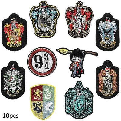 10kpl Harry Potter -teema brodeerattu rauta laastareille, DIY ompele applikaatiokorjauslaastari, ompele / silitä laastari takki, farkut, housut, re...