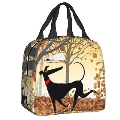 Bicaco Søt Greyhound Isolert Lunsj Poser For kvinner Hound Whippet Dog Resuable Kjøler Termisk mat Matboks Utendørs Camping Travel WCB-T-2974 22x20...