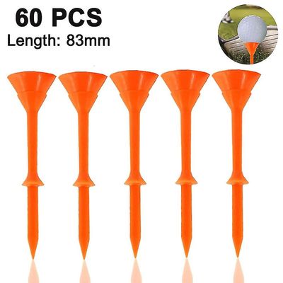 60stk 83mm Plast Golf Ball Nail Ballreduceret Friktion & Side Spin Golf Plastic Tees, orange