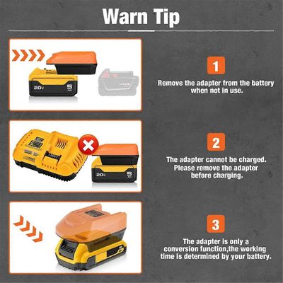 Sovittimen käyttö 20 V: lle ja akulle Muunna Fein 18 V -työkaluiksi ASCM 18 C, ASCM 18, ASCM 18 QXC Oranssi