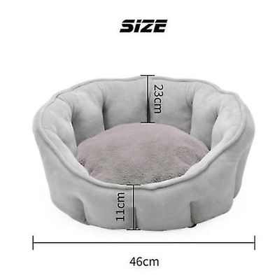 Handuo Pet Bed Vinter Fortykkelse Varme Plys Nest Pad Cat Litter Kennel Soft Fluffy Round House grå