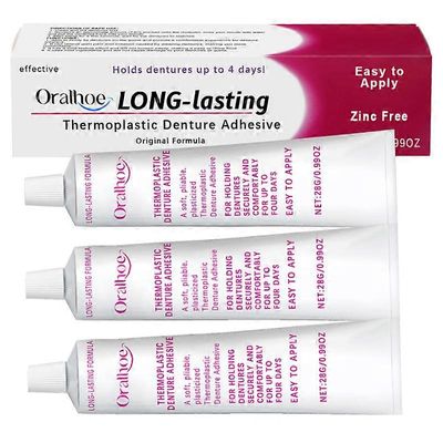 Termoplastinen hammasproteesien liima, Premium Formulas -liimaton hammasproteesien liimavoide, hammasproteesien uudelleen sovittamiseen ja kiristäm...