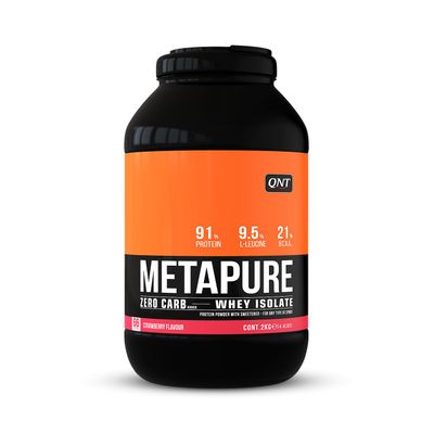 QNT Metapure Zero Carb Fat Free Whey Protein Isolate Lihasjauhe Mansikka 2kg