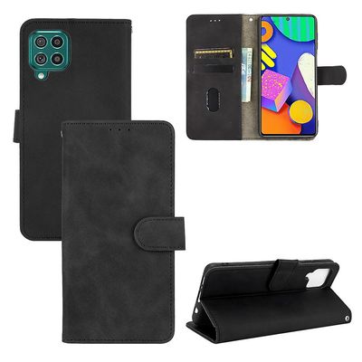Etui til Samsung Galaxy F62 / M62 Cover Premium læder med kortholder Flip Folio magnetisk etui Etui Coque - sort