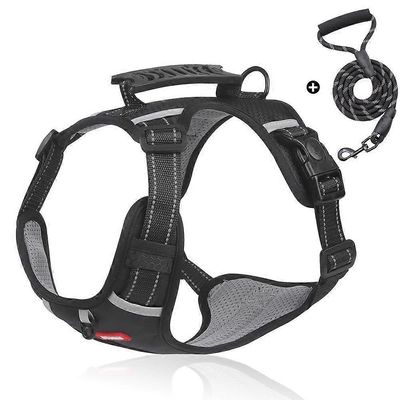 DUOMM HT-524 hengittävä lemmikkikoiran valjaat heijastava pennun turvaliivi ohjauskahvalla ST Musta L