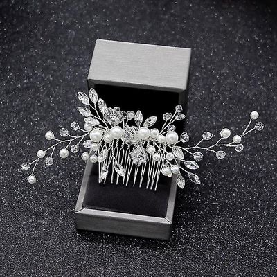 Sølv Guld Color Tiara Hår Kamme for kvinder Bride Pearl Medaljon Bryllup Hår Tilbehør Brude smykker