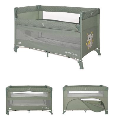Lorelli Baby matkasänkku Ylös alas, avaaminen, 2 tasoa, kantolaukku, pyörillä Vihreä