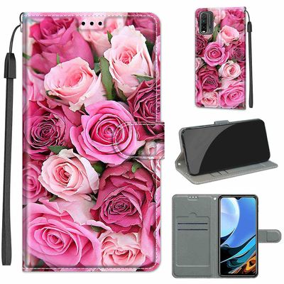 Foxdock Kompatibel med Xiaomi Redmi 9t lyserød rose mobil taske
