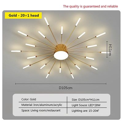 Muggys Moderne LED taklamper Lysekrone Innendørs belysning For soverom Hall Stue Spisestue Akryl Solsikke Dekor Taklamper Nøytral hvit A Gold 20 heads