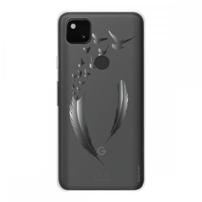 Crazy Kase Case Til Google Pixel 4a (4g) Blød silikone 1 mm, fjer og fugle grå