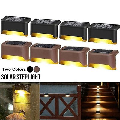 Witdreamer 4pcs Solar Led Dæk Lights Udendørs Path Garden Path Trappe Trin Hegn Lampe Sort Varm