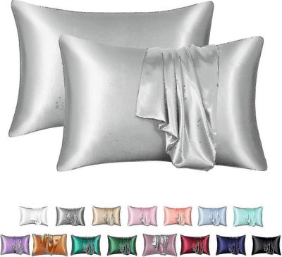 2 kpl 100 % Mulberry Silk -tyynyliinat, hiusten ja ihonhoito 20 x 36 Light gray
