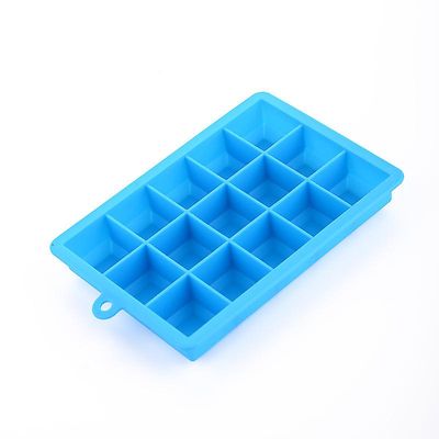 Silikone Ice Cubes Tray Square Ice Cube Maker Easy-release Mold Til Whisky Cocktail Fruit Juice Soda Køkken Tools Gadget Blå