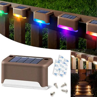 4pcs Solar Led Dæk Lights Udendørs Path Garden Path Trappe Trin Hegn Lampe Brun farverig