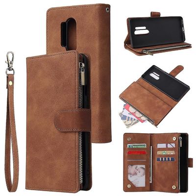 Kompatibel med Oneplus 8 Pro multifunksjonelt skinnveske Kompatibel med Oneplus 8 Pro-xh Brown