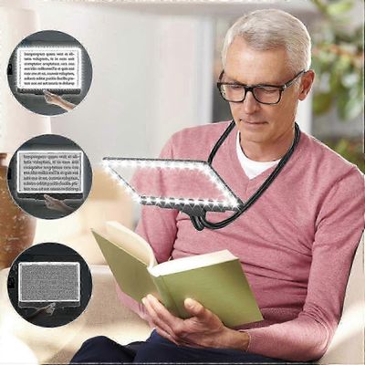 Handsfree-lasi 5x suurennuslasi rengasvalolla, joustava hanhenkaula, sivusuurennuslasi 50 LEDillä näkövammaisille, jotka lukevat pientä tekstiä ja E