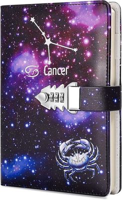 Heytea A5 Creative Password Lock Journal PU Nahka Yhdistelmälukkopäiväkirja Lukituspäiväkirja Muistio (syöpä) 9.5 x 7.1 x 1.8 inches