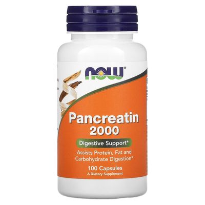 NOW Foods, pankreatiini 2000, 100 kapselia