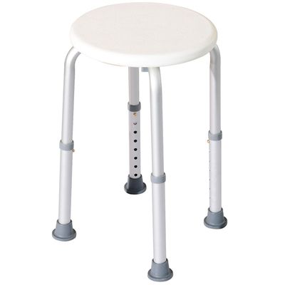 Høydejusterbar dusjkrakk - ergonomisk dusjsete - sklisikre føtter hvit