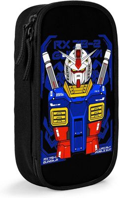 Kerota Gundam-kynäkotelo 3D-mukautettu tulostus Suurikapasiteettinen kaksinkertainen vetoketjullinen kynälaukku toimistokoulumatkalle - musta SAOE0...