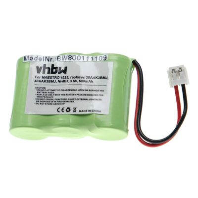 vhbw-akku, joka on yhteensopiva langattoman lankapuhelimen (600mAh, 3.6V, NiMH) kanssa ilman väriä/sisäistä akkua