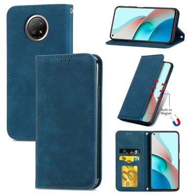 Gangxun Sag For Xiaomi Redmi Note 9t Magnetisk Lukning Læder Tegnebog Cover Housse Etui Shockproof - Blå