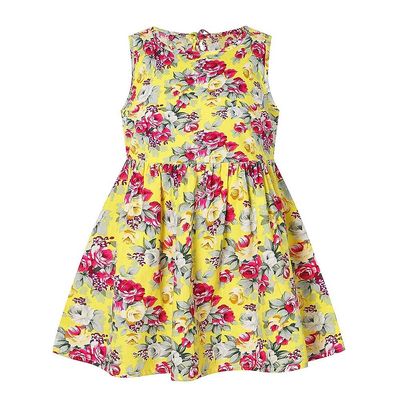 Liltop Toddler Baby Girls Ærmeløs Floral A-line Swing Dress Mini Tank Vest Kjole Gul 2-3 Years