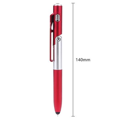 3pcs 4 I 1 Multifunktionel Folding Ballpoint Pen Led Light Mobiltelefon Stand Holder Pen, Rød Farve