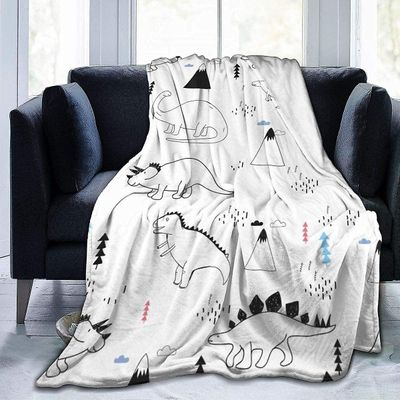 Søt dinosaur flanell mikrofiber teppe varm fuzzy plysj towelling coverlet lett kaste sengetrekk for sovesofa stue voksne-L298 80x60in 200x150cm