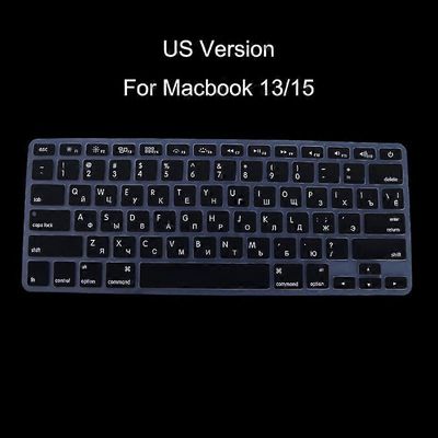 silikoni RUS venäläinen näppäimistön kansi ihokalvo MacBook Air Pro Retina 13 15 silikoni tietokoneen näppäimistönsuoja Musta