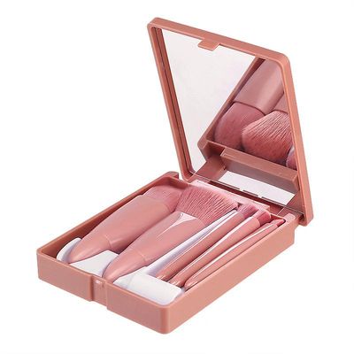 Bærbare 5 makeup børster fuld sæt mini foundation børster øjenskygge børste sæt fuld sæt fiber bløde hår Pink