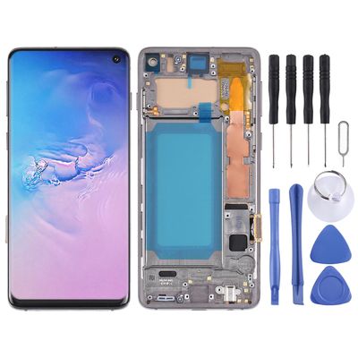 Tft LCD-skjerm med ramme for Samsung Galaxy S10 Sm-g973 Svart