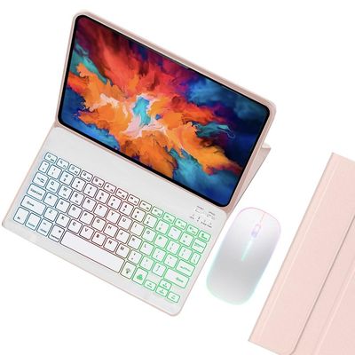 Til Lenovo Tab P11 TB-J606F / L baggrundsbelysning 2 i 1 Bluetooth-tastatur Tablet Case Stand med mus Pink