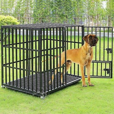 Suuri metalli kennel Raskas lemmikkipentu Leikkikehän laatikkokotelo, joka welping dog cage Musta 95x57x81cm