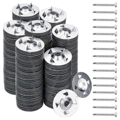 300kpl vaahtolevykiinnikkeitä, aluslevyjä vaahtolevypaneelien, vaahtolevyruuvien ja aluslevyjen asennukseen Hopea