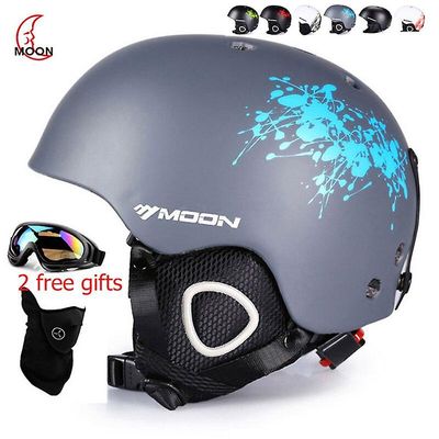 Moon Ski Hjelm Efterår Vinter Voksne Mænd Børn Snowboard Skateboard Skiudstyr Sports Sikkerhed Snehelmets med gaver 05 XL(61-64cm)