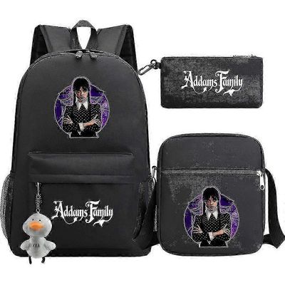 Keskiviikko Reppu 3kpl/setti Addams Print Girls Boys Laukut Muotimatka Lasten koululaukut Unisex-reput tyyli 18