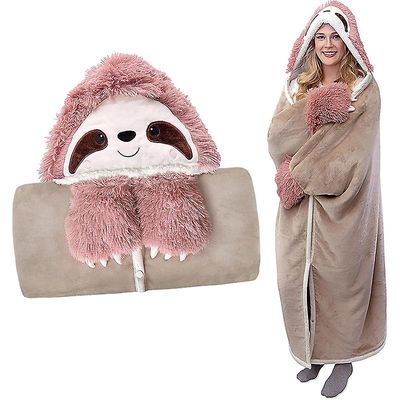 ILWHE Kosete Pink Sloth Portable Teppe Dovendyr Sofa Teppe Tegneserie Animal TV Teppe