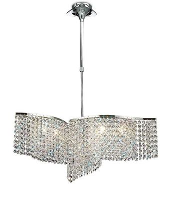 Inspired Lighting Fabio Loft Vedhæng Semi-Flush Cabriolet 3 Arm 6 Lys poleret Krom, Crystal