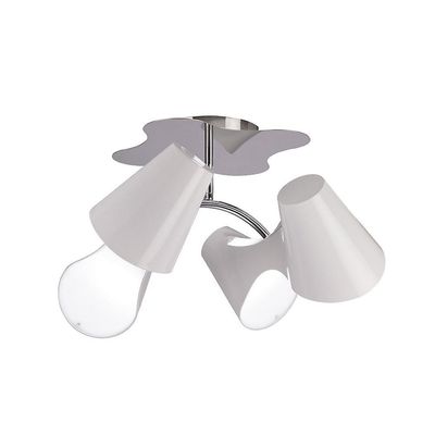 Inspired Lighting Ora Loft 2 Arm 4 Lys E27, Gloss Hvid, Hvid Akryl, Poleret Krom