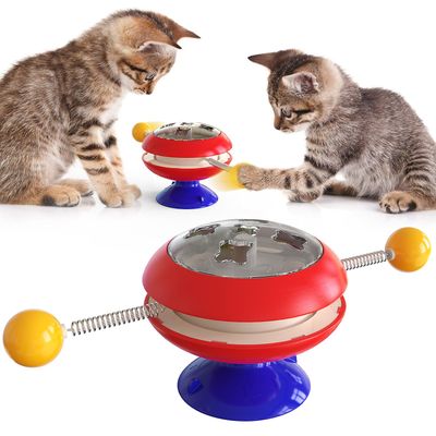 Fantasia Wheel Toy Teaser Cat Stick med pebermynte Ball blå