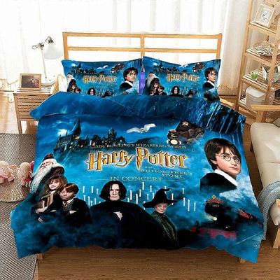 v298 Lakanat Brittiläinen Harry Potter painettu vuodevaatteet Setti 3-osainen pussilakana Tyynyliina Lohduttaja3-osainen vuodevaatteet (1 pussilaka...